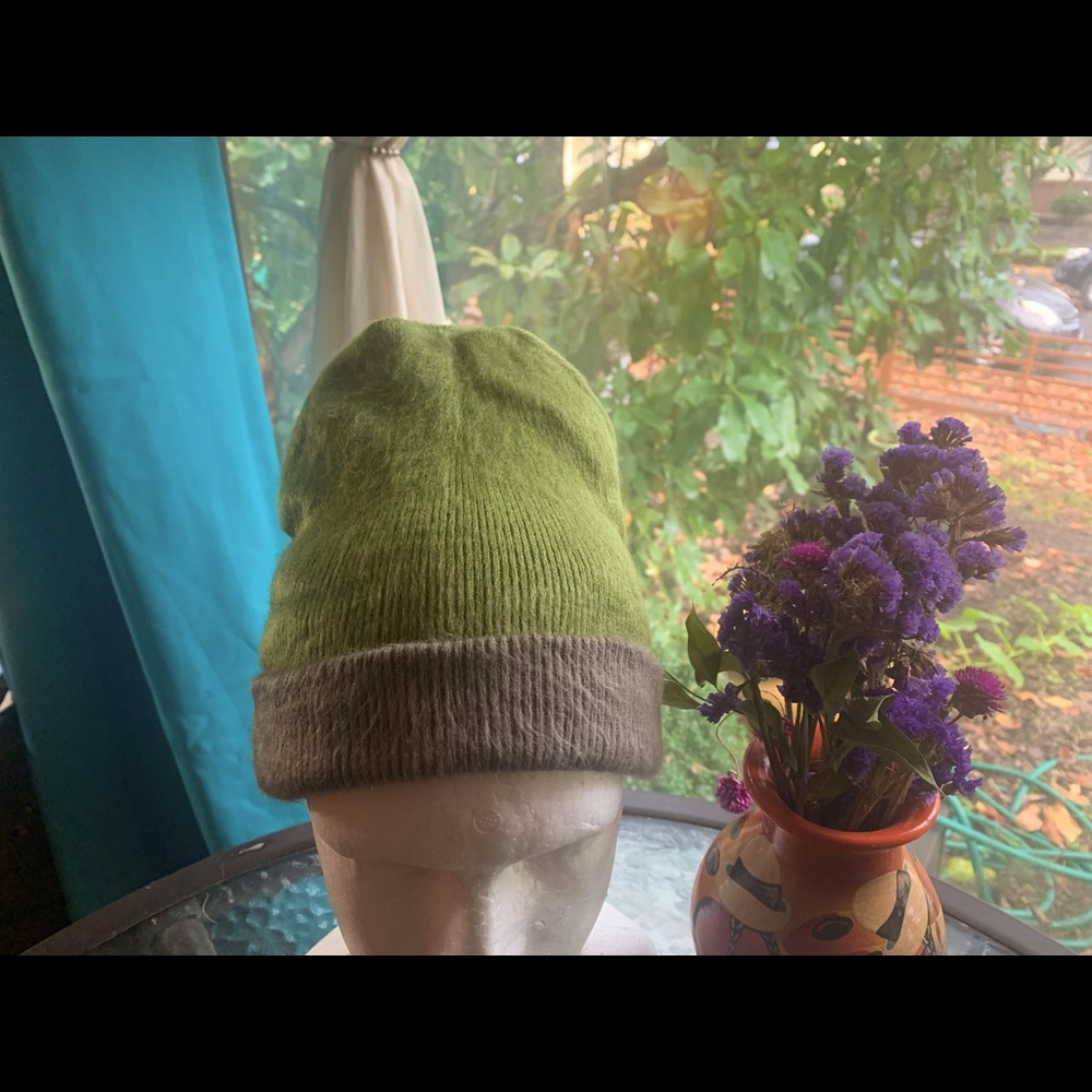 Olive Green Soft Gray Beanie Hat Reversible Double Layer Brand New Warm Soft Cap